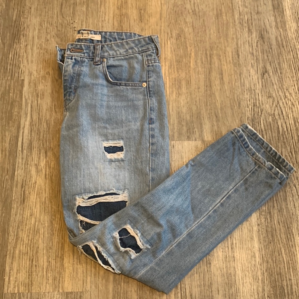 Life in progress distressed straight jeans